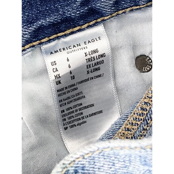 American Eagle Jeans Waist 32 Girlfriend High Hi Rise Button Fly Tapered - Picture 7 of 7